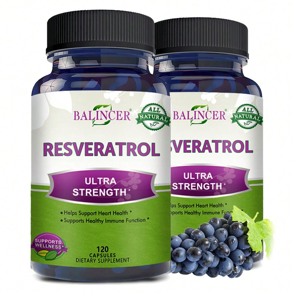 Balincer Resveratrol Dietary Supplement 1000mg Capsules 120 Count