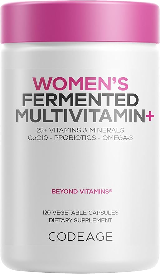 Codeage Women's Daily Multivitamin Fermented Organic Whole Foods Probiotics 120 Capsules