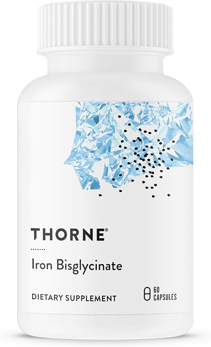 THORNE Iron Bisglycinate 25 mg Enhanced Absorption NSF Certified 60 Capsules