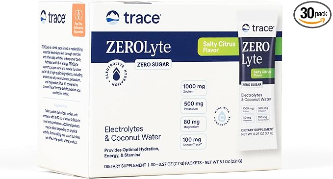 Trace Minerals ZeroLyte Salty Citrus Flavor Electrolyte Drink Mix 30 Packets