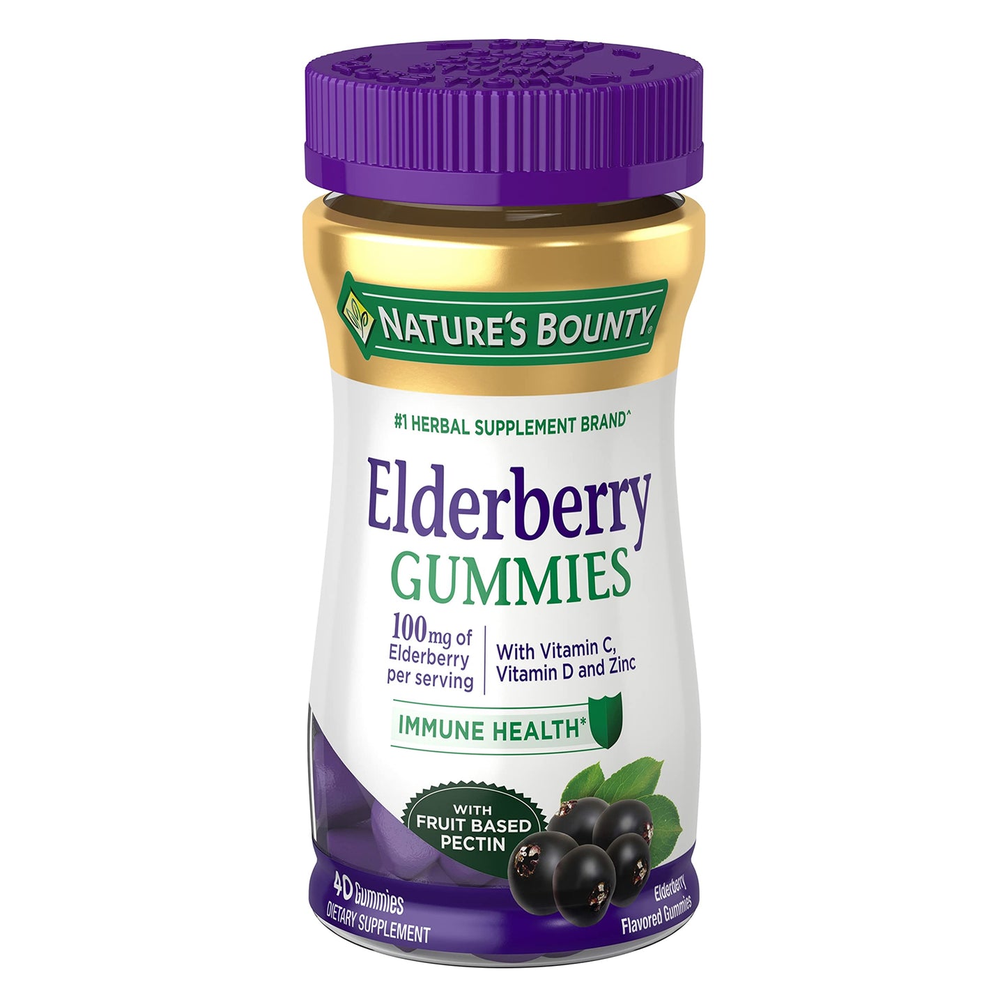 Nature's Bounty Elderberry Gummies, Immune Support, Contains Vitamin A - 40 Gummies
