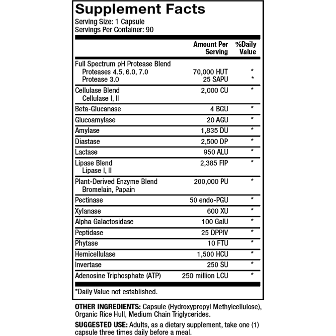 Dr. Mercola Full Spectrum Enzymes Digestive Supplement 90 Capsules