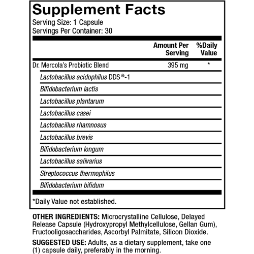 Dr. Mercola Complete Probiotics Supplement 100 Billion CFU 30 Capsules