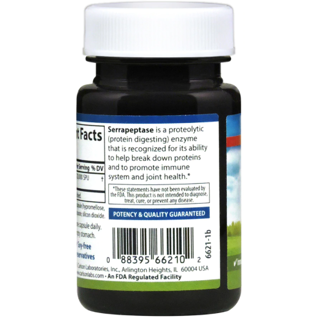 Carlson Labs Serrapeptase Proteolytic Enzyme 120,000 SPU 30 Capsules