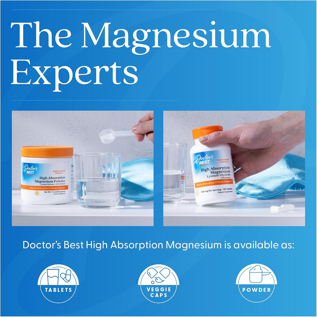 Doctor's Best High Absorption Magnesium Glycinate Lysinate Supplement Tablets 200mg