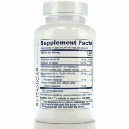 Vitanica Butterbur Extra Allergy Relief Supplement 120 Capsules