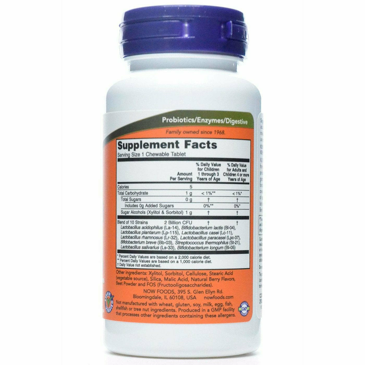 NOW BerryDophilus Probiotic 60 Chewable Tablets Berry Flavor - VitaBuy