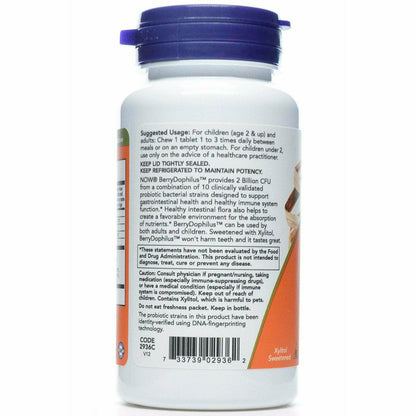NOW BerryDophilus Probiotic 60 Chewable Tablets Berry Flavor - VitaBuy