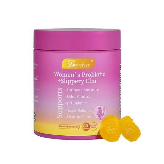 LEEFAR Probiotic Gummies with Slippery Elm 60 Count Pineapple - VitaBuy