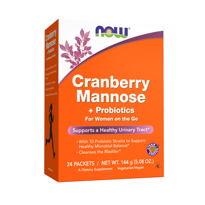 NOW Cranberry Mannose Probiotics Urinary Tract Support 24 Packets