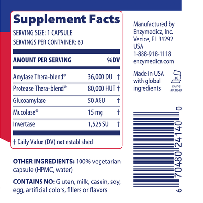Enzymedica Allerase Enzyme Supplement for Respiratory Support 60 Capsules - VitaBuy