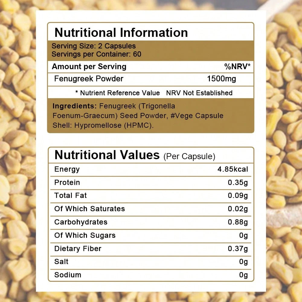 Fenugreek Capsules 1500mg for Women - 120 Count - VitaBuy