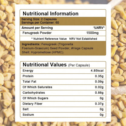 Fenugreek Capsules 1500mg for Women - 120 Count - VitaBuy