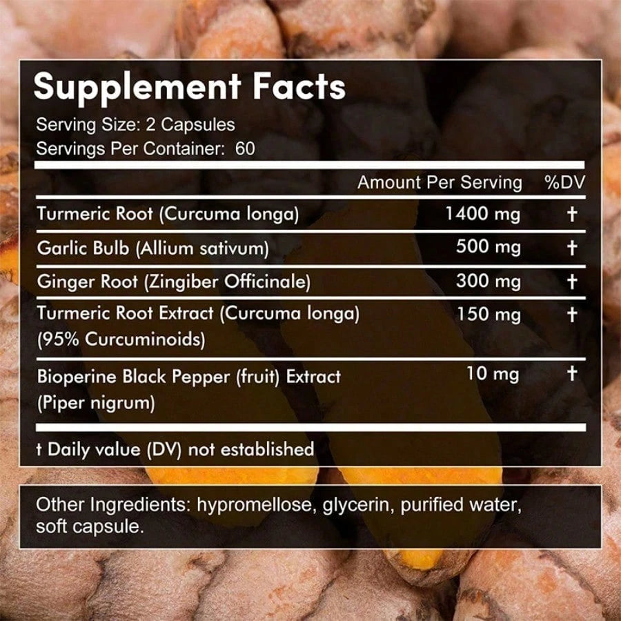 2600mg Turmeric Supplement with Bioperine - 120 Softgels - VitaBuy