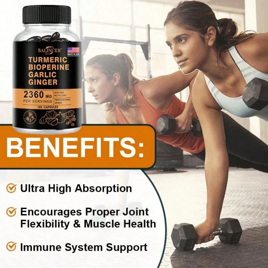 2600mg Turmeric Supplement with Bioperine - 120 Softgels - VitaBuy