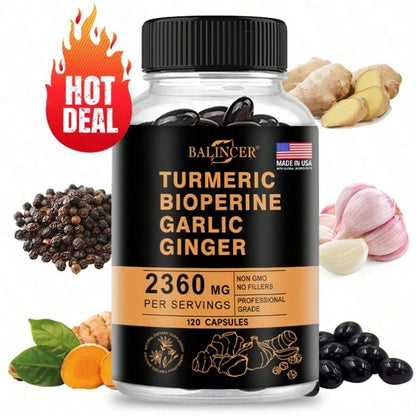 2600mg Turmeric Supplement with Bioperine - 120 Softgels - VitaBuy