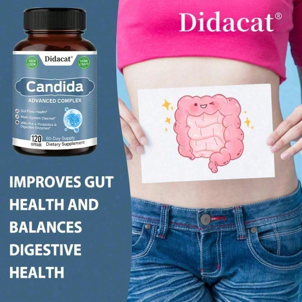 Candida Complex 120 Capsules - Probiotics & Prebiotics Gut Support - VitaBuy