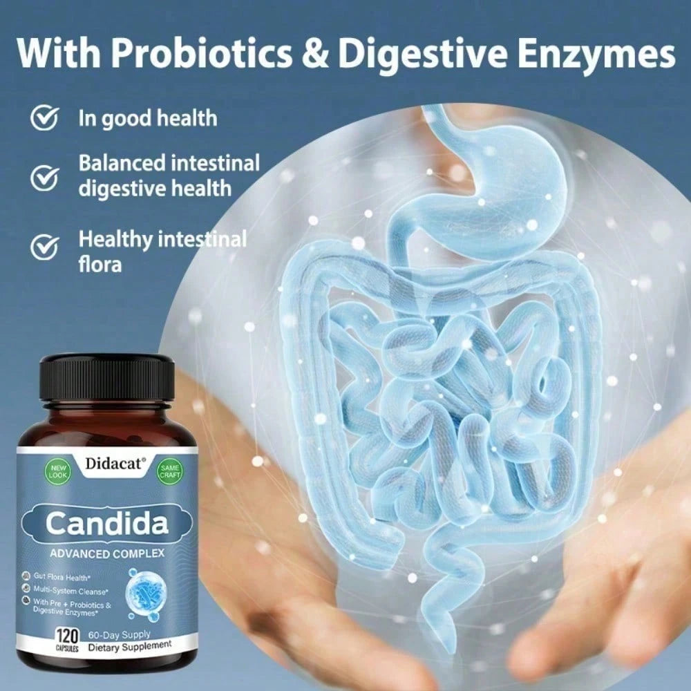 Candida Complex 120 Capsules - Probiotics & Prebiotics Gut Support - VitaBuy