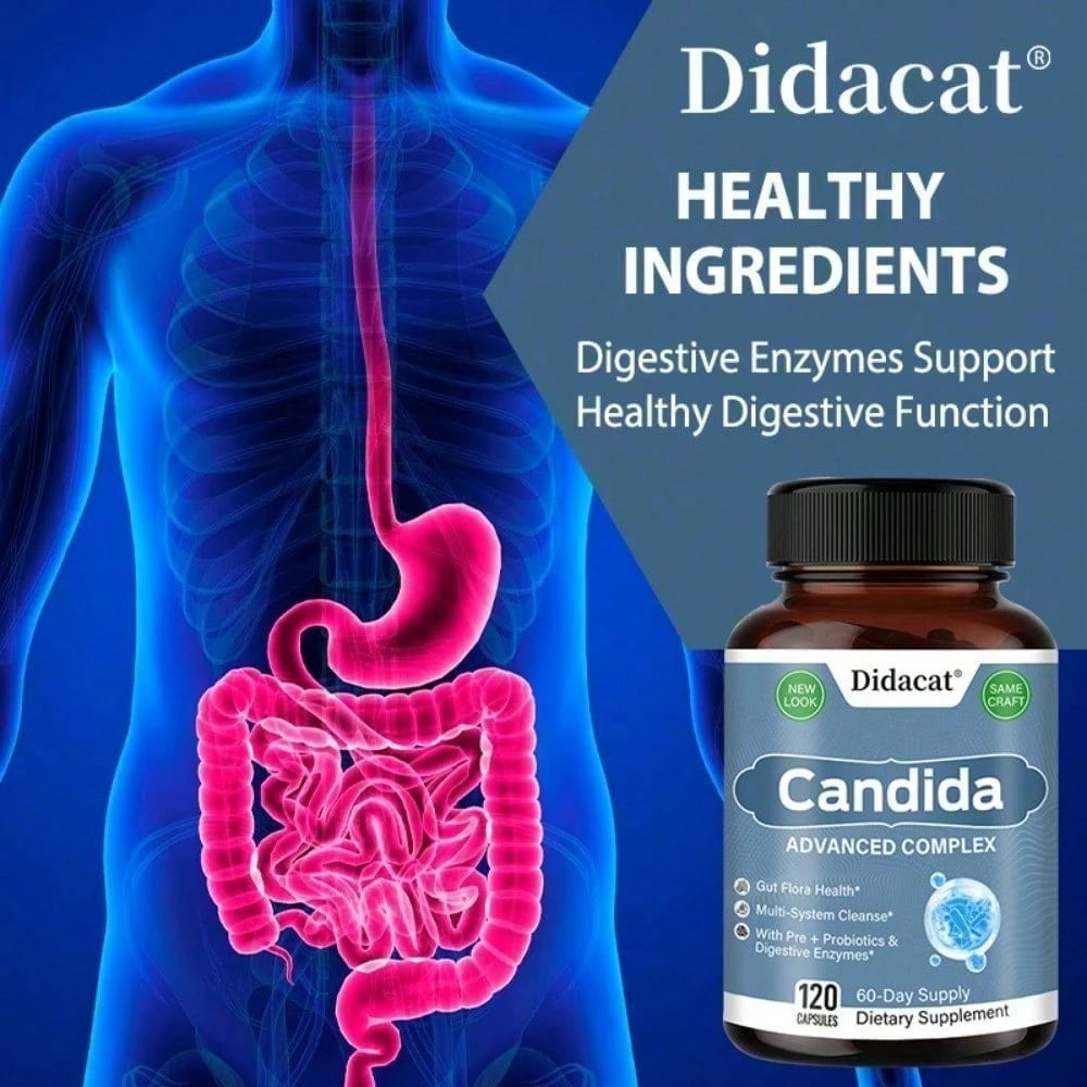 Candida Complex 120 Capsules - Probiotics & Prebiotics Gut Support - VitaBuy