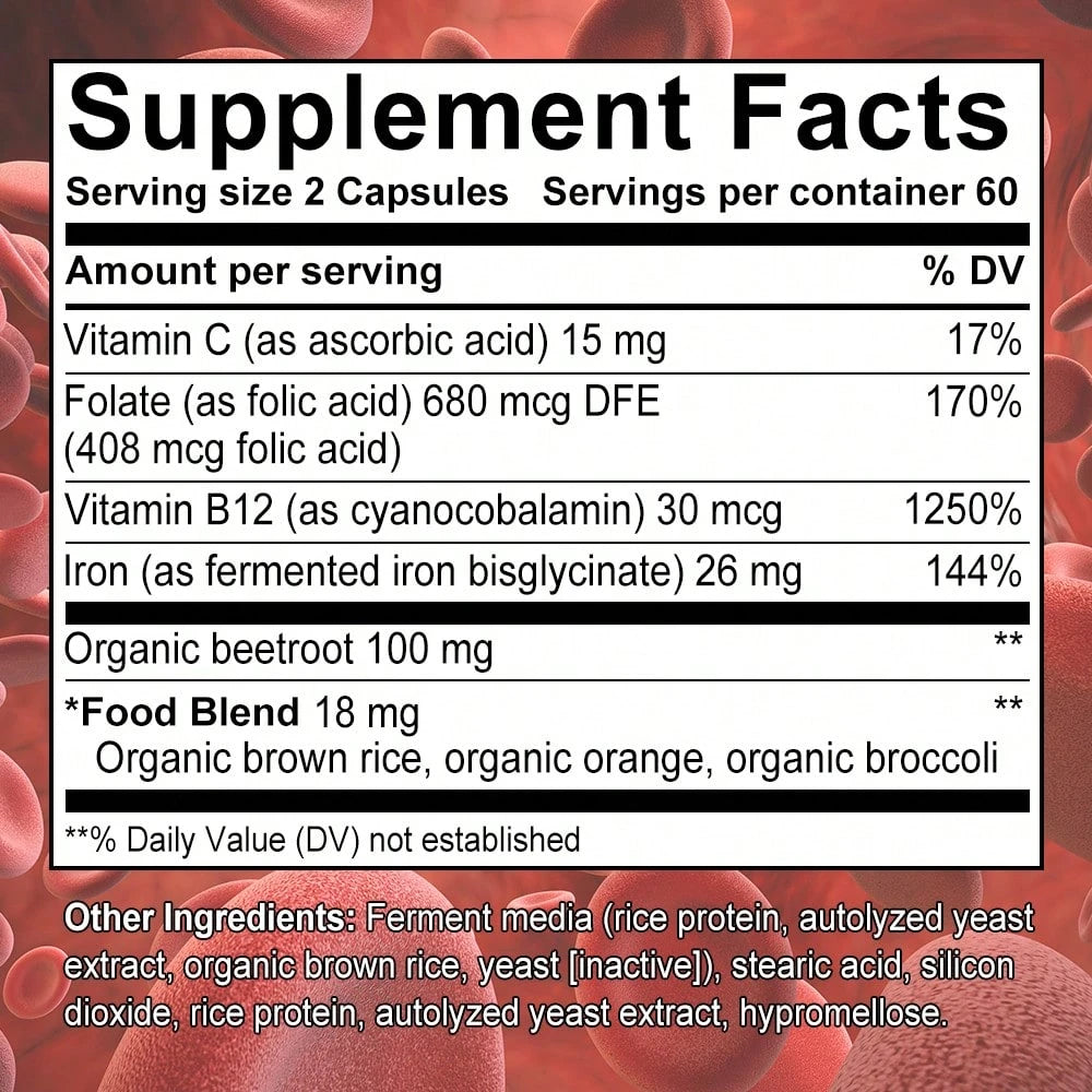Beetroot 100mg, Broccoli & Vitamin C Supplement - 120 Capsules - VitaBuy