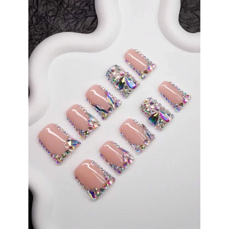 Spring/summer Handmade Duck-mouth-shaped French Manicure Stiletto Nails With - VitaBuy