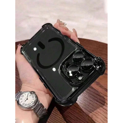 Black Electroplated MagSafe Phone Case Four-Corner Anti-Fall Shockproof