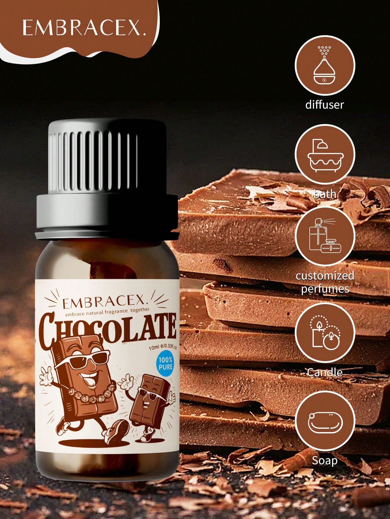 EMBRACEX. 10ml Chocolate Fragrance Oil Aromatherapy Scent