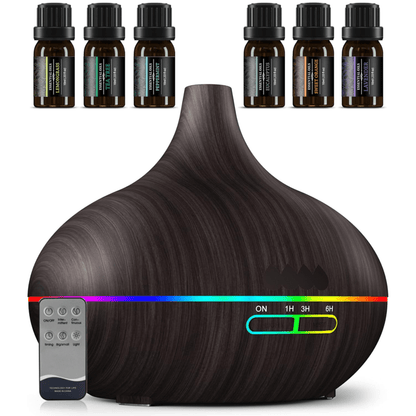 SHEIN Smart Aroma Diffuser 550ml Remote Control 7-Color LED Wood Grain