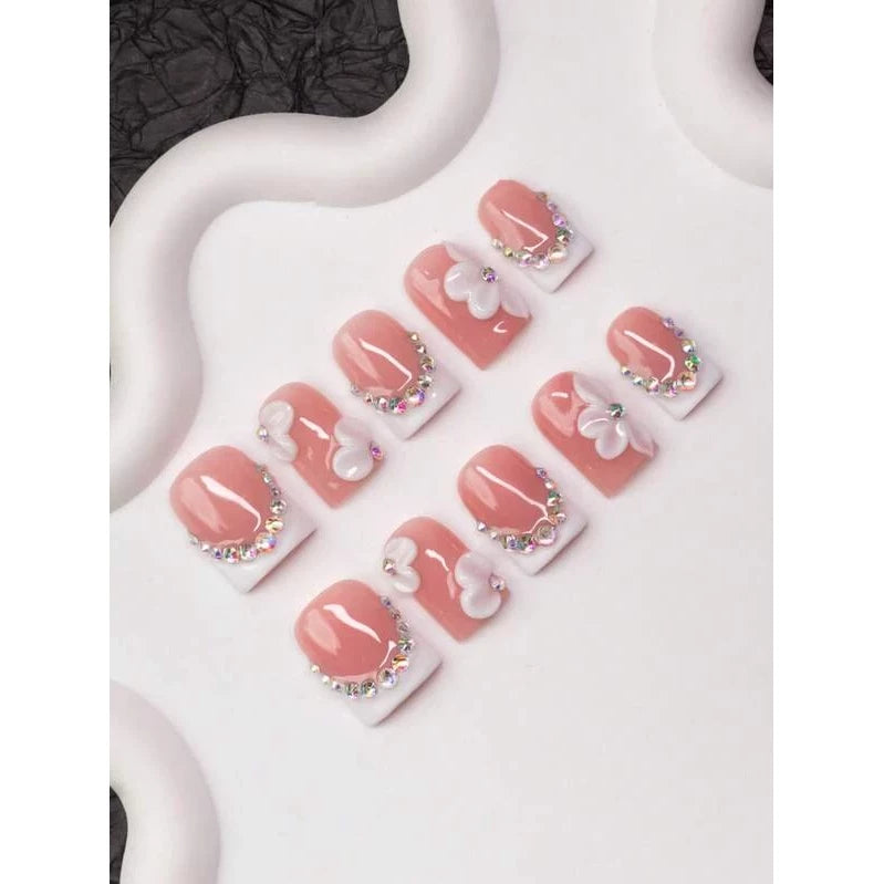 10pcs Square Shaped Handmade Nail Tips, Y2K Baddie Style - VitaBuy