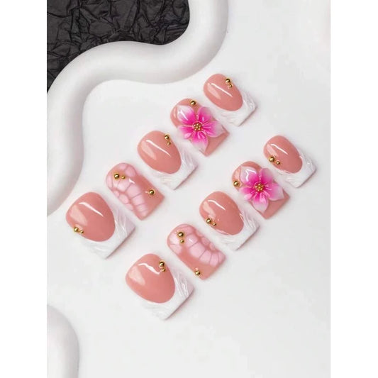 10pcs Square Shaped Handmade Nail Tips, Y2K Baddie Style - VitaBuy