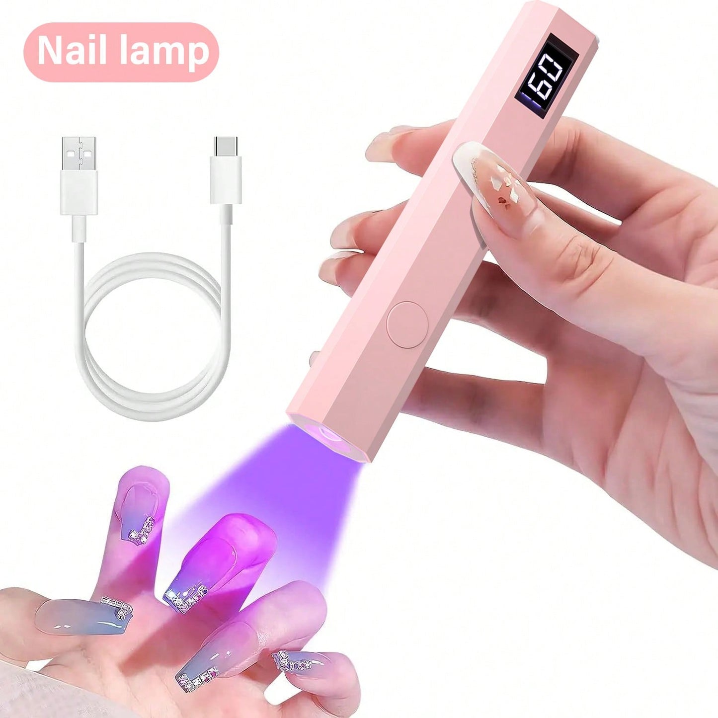 Portable Nail Dryer Lamp USB UV LED 180mAh Rechargeable