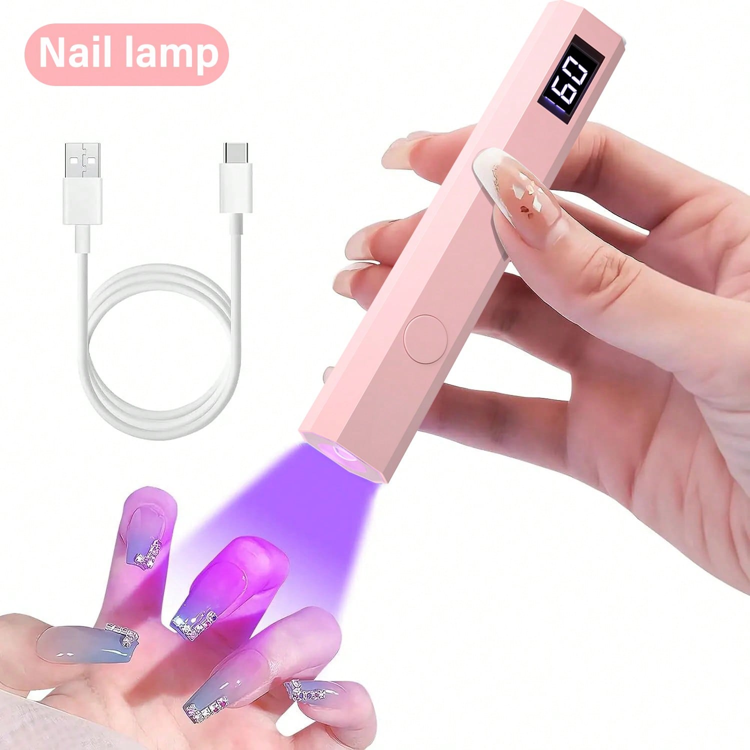 Portable Nail Dryer Lamp USB UV LED 180mAh Rechargeable