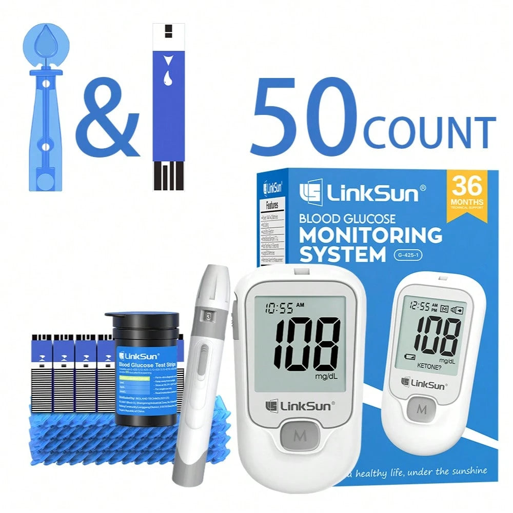 LinkSun G-425-1 Blood Glucose Monitor Kit with Test Strips & Lancets - VitaBuy