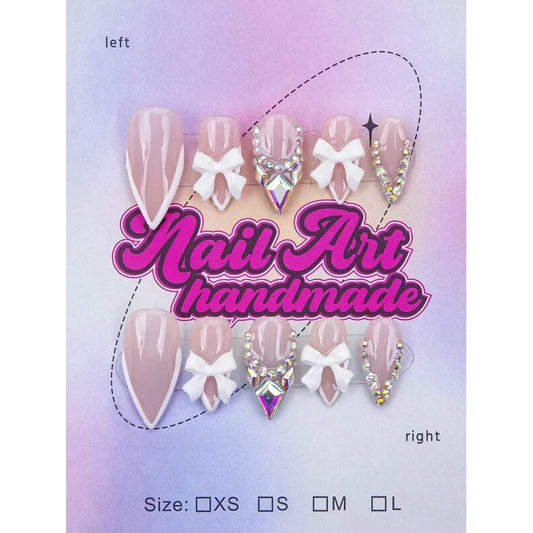 10pcs/Set Handmade Almond-shaped Y2K Baddie Style Press-on Nails - VitaBuy