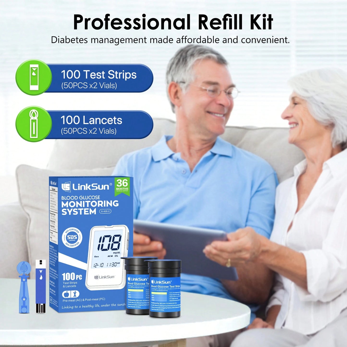 LinkSun G-425-2 Blood Glucose Monitor Kit