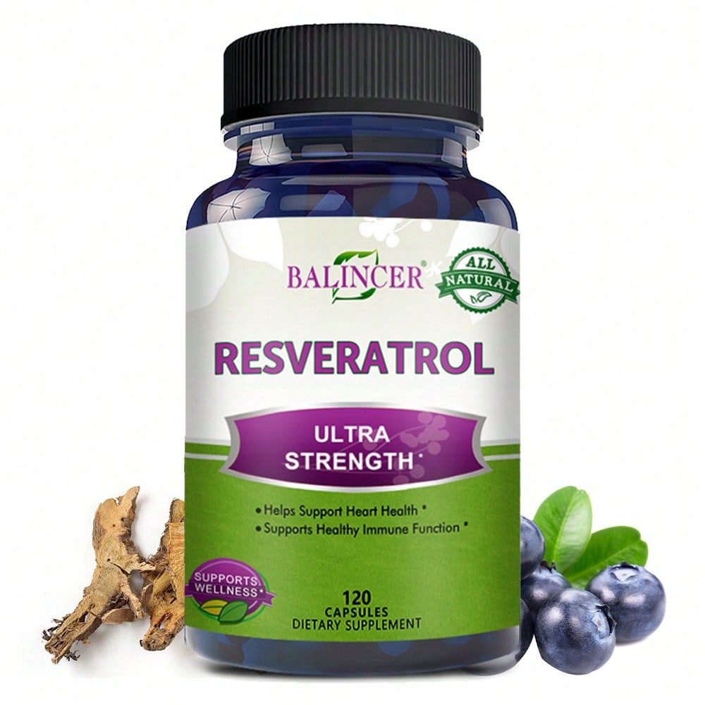 Balincer Resveratrol Dietary Supplement 1000mg Capsules 120 Count