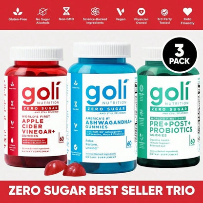 VPOAJ Zero Sugar 3-In-1 Gummy Trio - Probiotics & ACV Vegan - VitaBuy