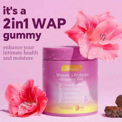 LEEFAR Probiotic Gummies with Slippery Elm 60 Count Pineapple