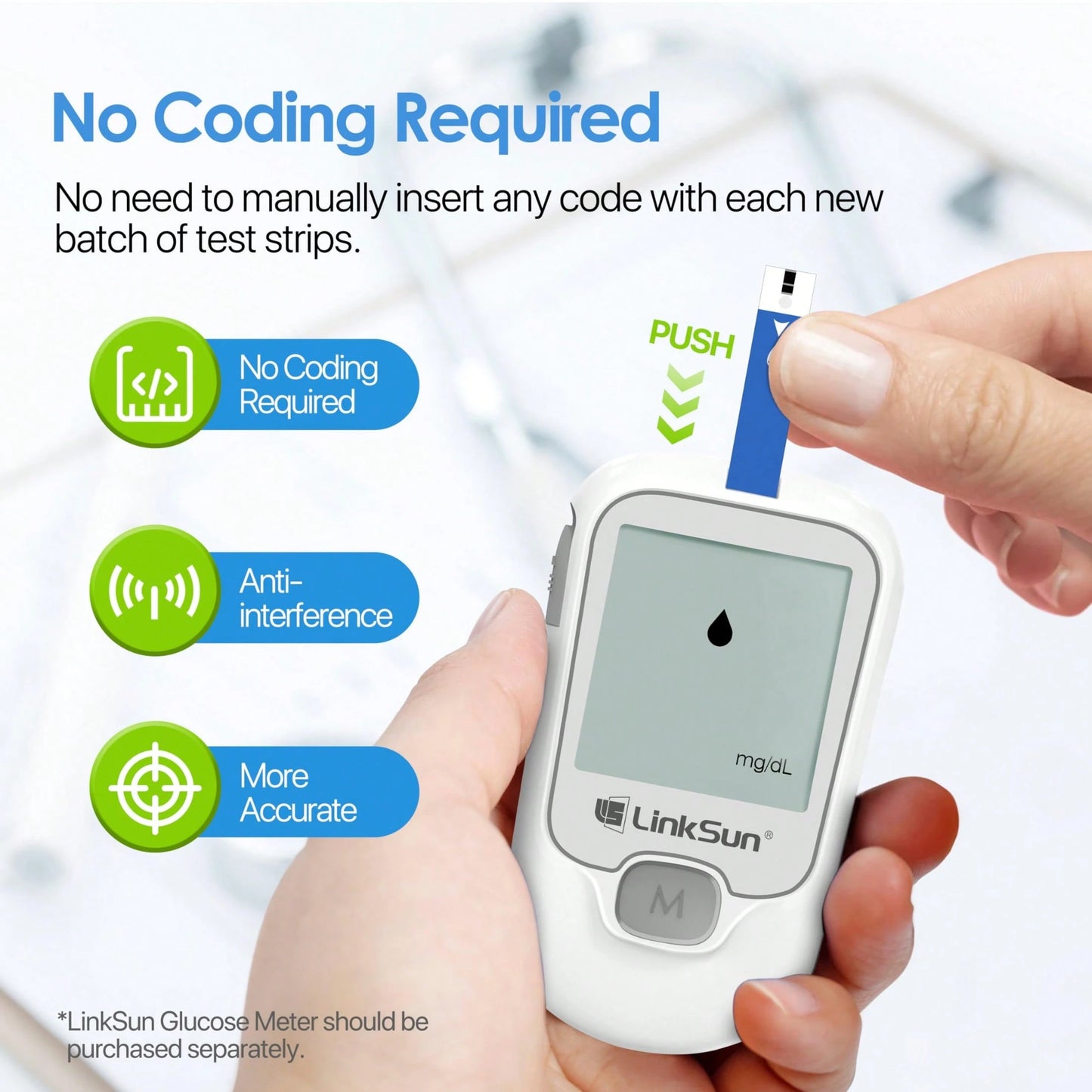 Linksun Diabetic Blood Test Strips - 100 Count