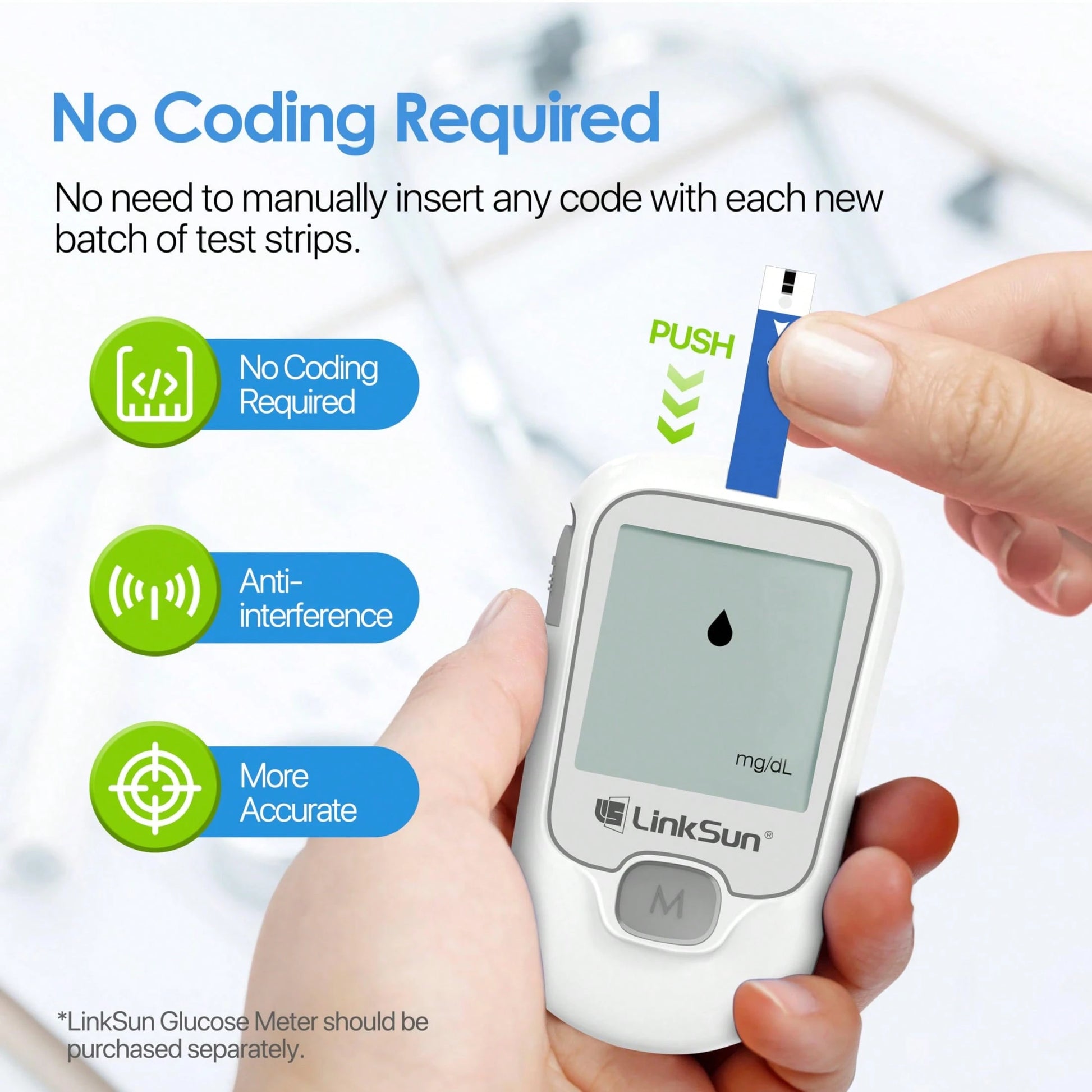 Linksun Diabetic Blood Test Strips - 100 Count