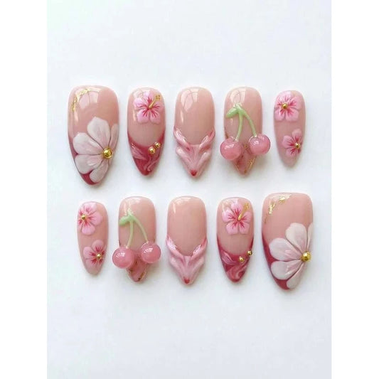 Brighten Your Nails – 10PCS Fall/winter Medium‑length Almond Handmade Press - VitaBuy