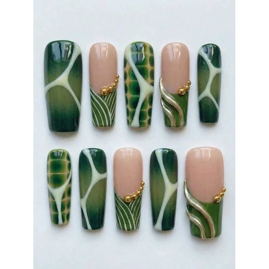 10 Pcs Handmade Long Square Y2K/Grunge Press On Nails - VitaBuy