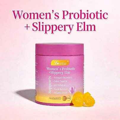 LEEFAR Probiotic Gummies with Slippery Elm 60 Count Pineapple