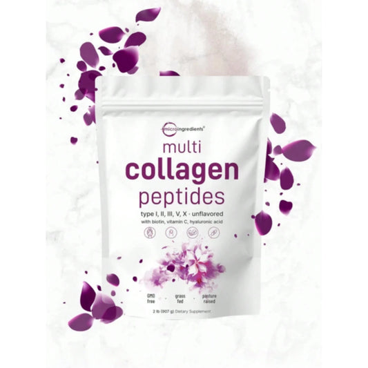 Multi Collagen Peptides Powder 1lb - Biotin & Vitamin C 82 Servings - VitaBuy