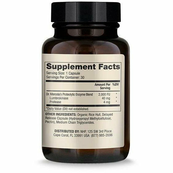 Dr. Mercola Lumbrokinase Enzymes 30 Capsules Cardiovascular Support - VitaBuy