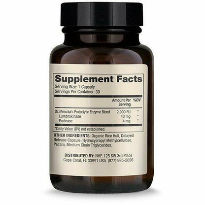 Dr. Mercola Lumbrokinase Enzymes 30 Capsules Cardiovascular Support - VitaBuy