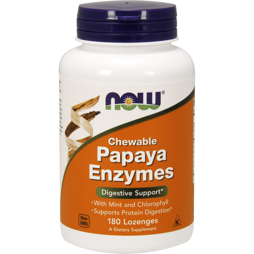 NOW Papaya Enzymes Digestive Support Supplement 180 Lozenges