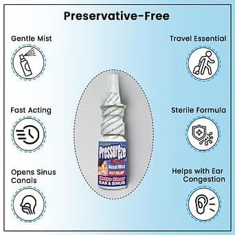 Pressureze Xtra Natural Preservative Free Nasal Spray for Severe Sinus Congestion