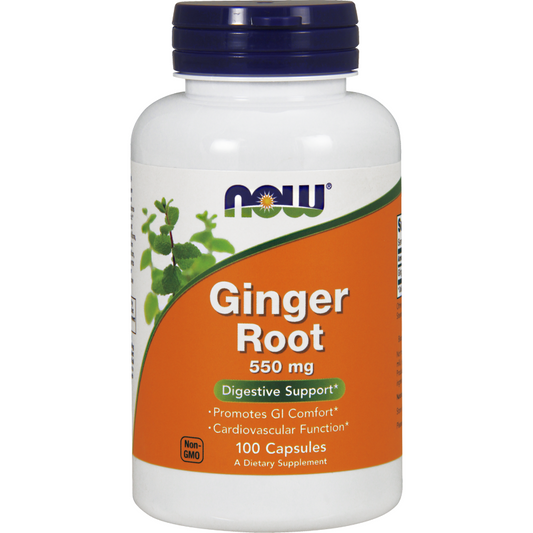 NOW Ginger Root 550 mg Herbal Supplement 100 Capsules - VitaBuy