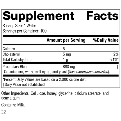 Standard Process Lactic Acid Yeast Digestive Support Supplement 100 Wafers - VitaBuy